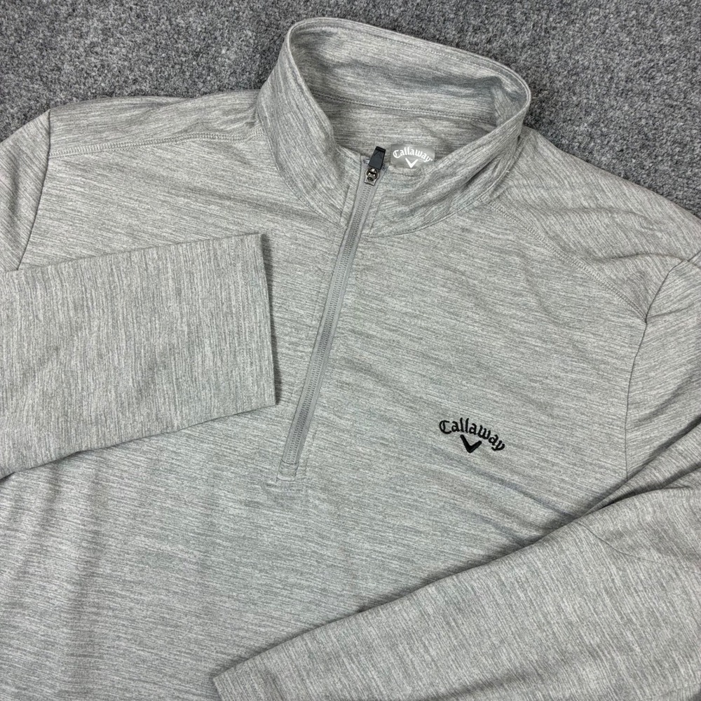 Callaway Men Size XL Quarter Zip Pullover Heather Gray Long Sleeve Golf Athletic